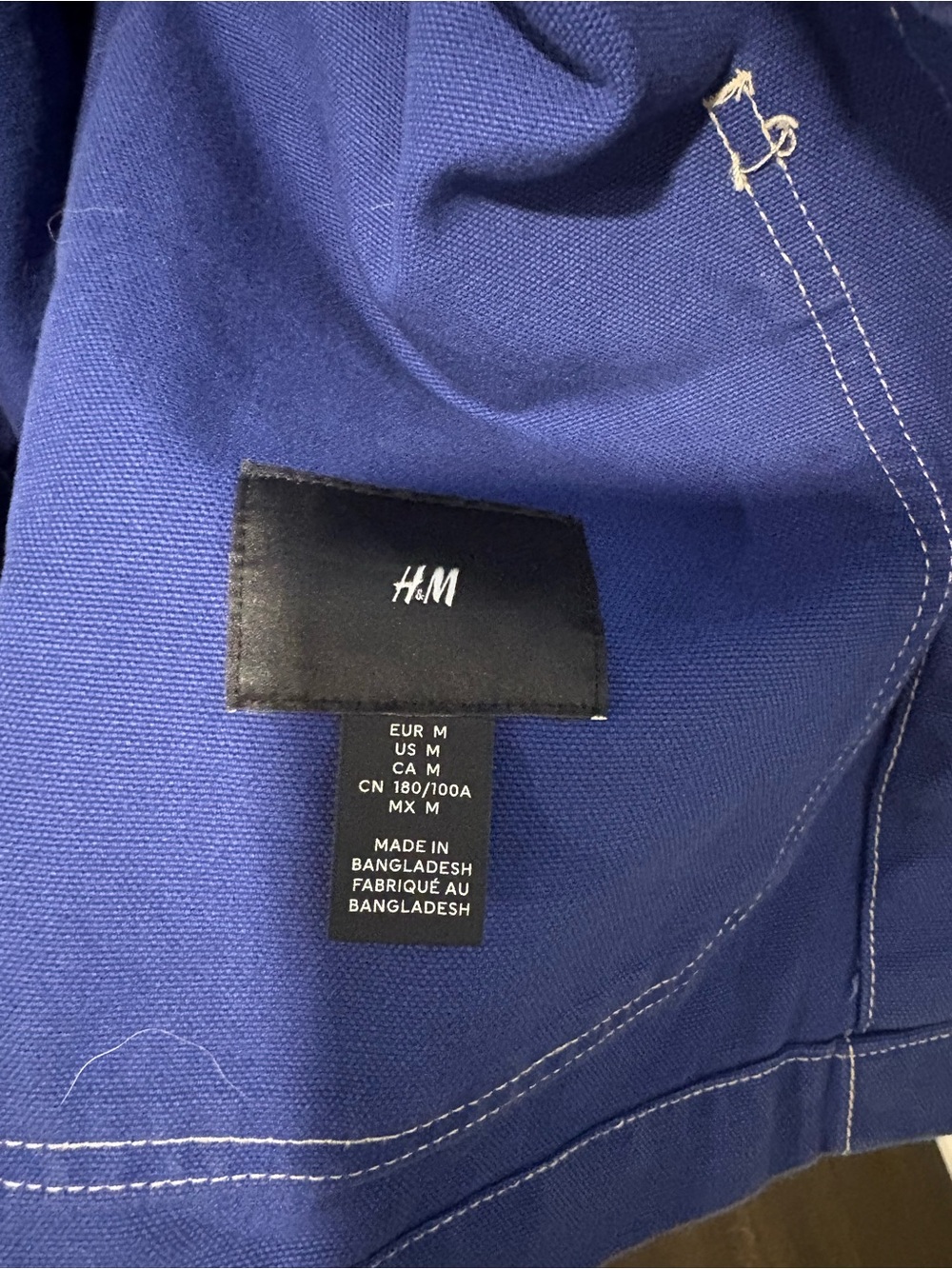 H&M Blue Field Jacket with White Contrast Stitching - Picture 2 of 2